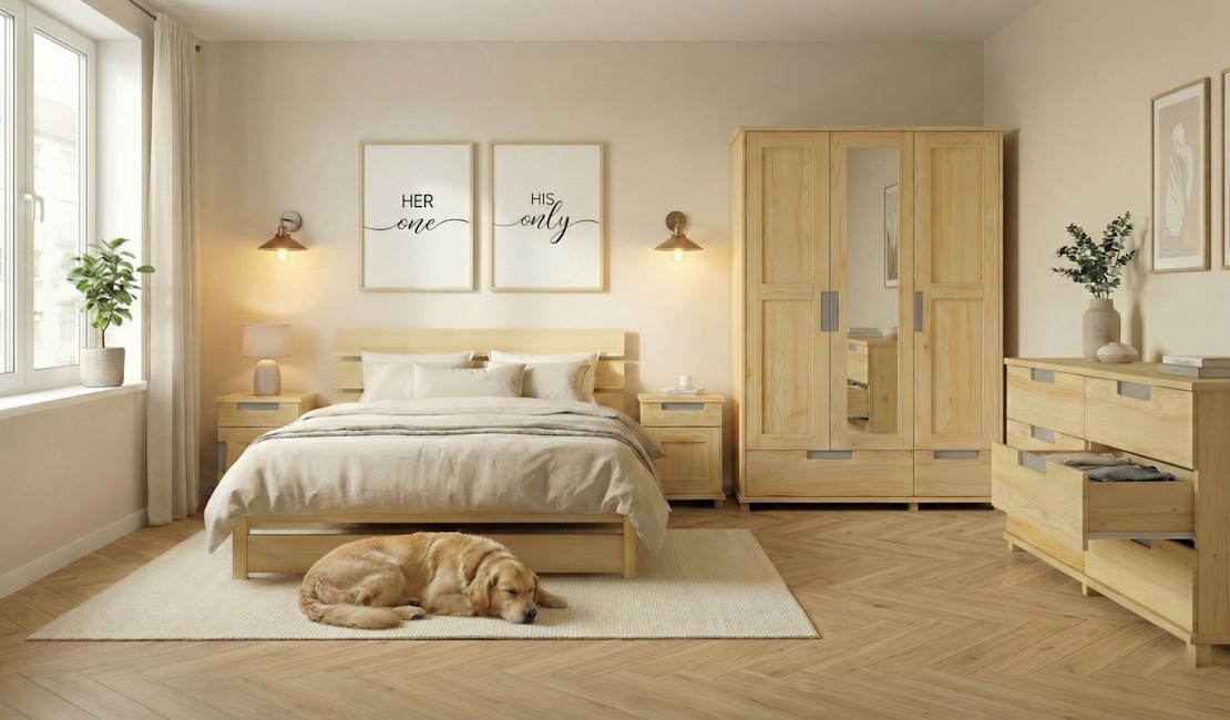 Nowoczesne meble sosnowe z kolekcji FURNAS.